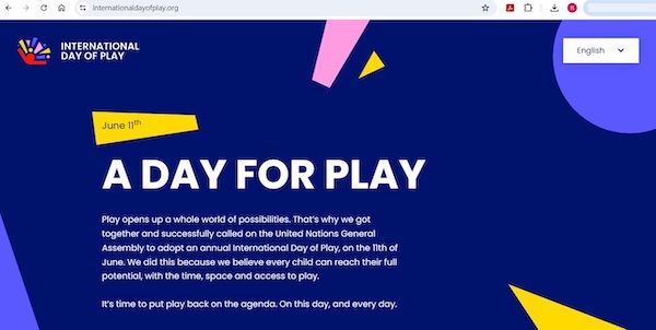 環球聯盟為國際遊玩日建立的專屬網站https://www.internationaldayofplay.org/